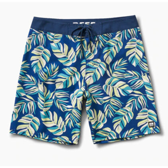 Reef Men's The Alonso Swim Board Shorts in Insigna Leaf Print Blue Size 30 NWT - Picture 2 of 3
